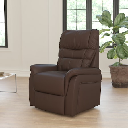 Flash Furniture HERCULES Series Cognac LeatherSoft Remote Powered Lift Recliner for Elderly CH-US-153062L-CGN-LEA-GG